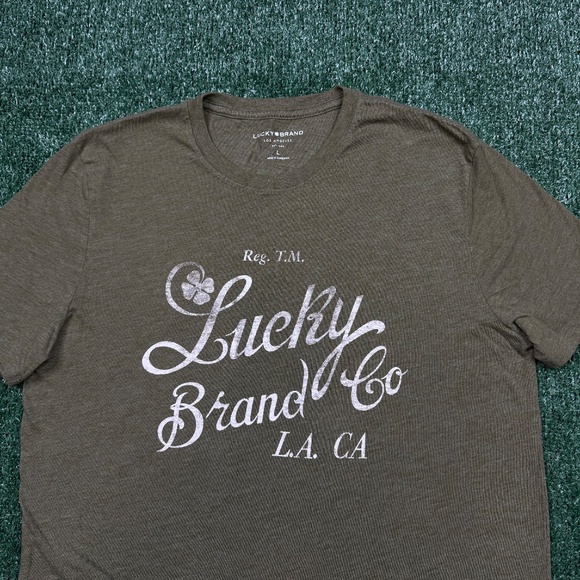 Lucky Brand T Shirt Men's Size L Green Short Sleeve Crew Neck - Picture 3 of 7